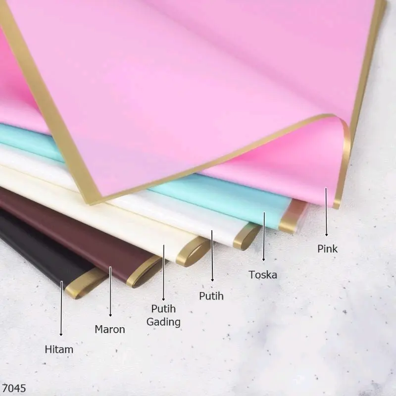 Kertas Cellophane Lis emas 58x58 cm - paper wrapping buket bunga - buket bunga Edisi Khusus Edisi Khusus