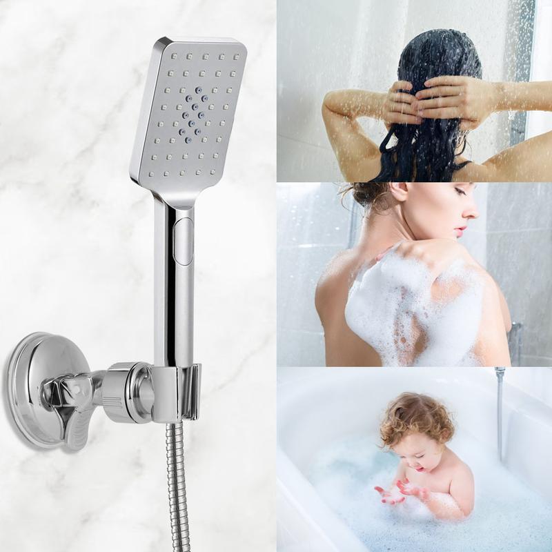 2 Set of Shower Head Holder Wall Mounted Adjustable Shower Spray Bracket with Vacuum Suction Cup for Home Hotel Bathroom 2