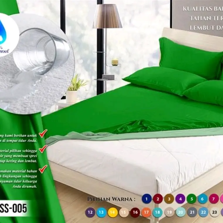 Sprei Waterproof 180x200 CM Anti Air Tersedia Untuk Tinggi Kasur 20,30 Dan 40 CM Kualitas Premium 5