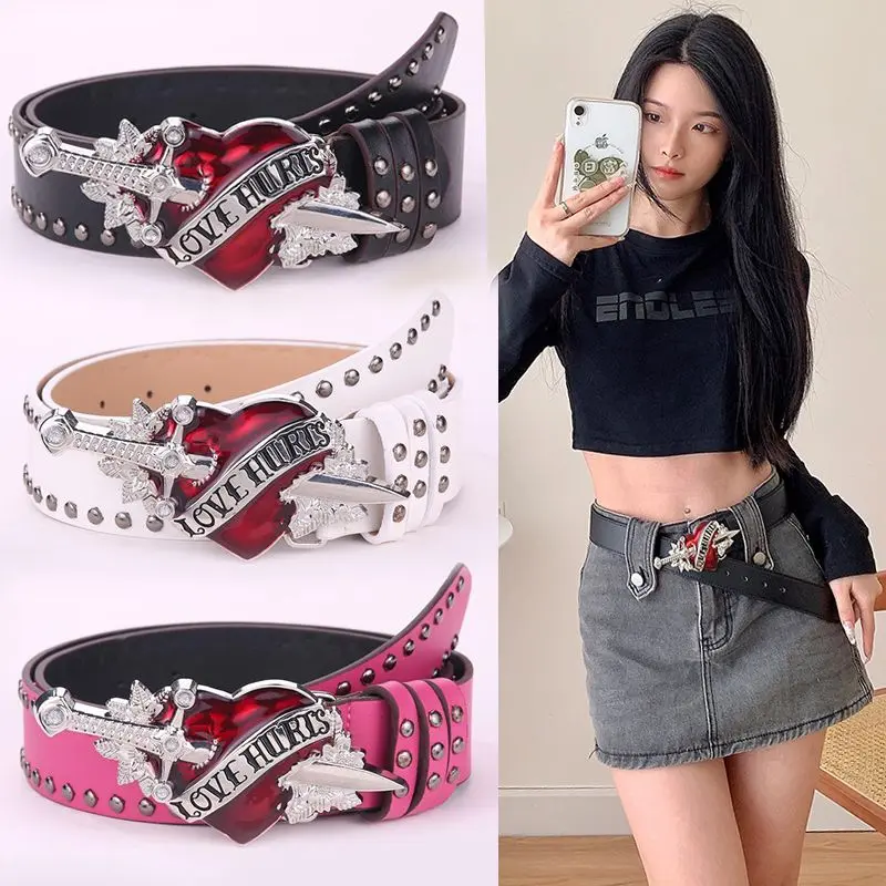 Thắt Lưng Xẻ Tà, Phong Cách Cổ Điển Mỹ, Đinh Tán Cô Gái Nóng Bỏng, Xỏ Một Thanh Kiếm, Đồ Trang Trí Hip-Hop, Thắt Lưng Nữ dây  lưng nam lv th ắ t lung vai thắt  lưng thắt  lưng  đính  đá  nữ