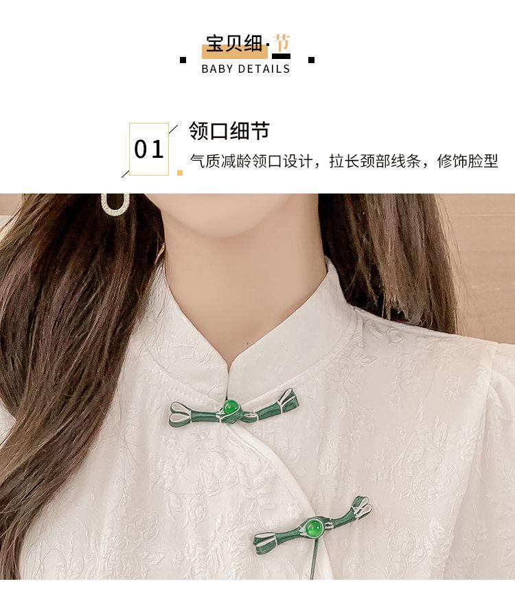 Product Introduction of Áo Sơ Mi Phong Cách Trung Quốc Hàng Mới Về, ngắn Tay Nữ, Bộ Sưu Tập Mùa Hè 2023, Thiết Kế Đẹp, Tay Phồng Độc Đáo Áo Có Nút Thắt Nút Trung Quốc Bất Đối Xứng 4