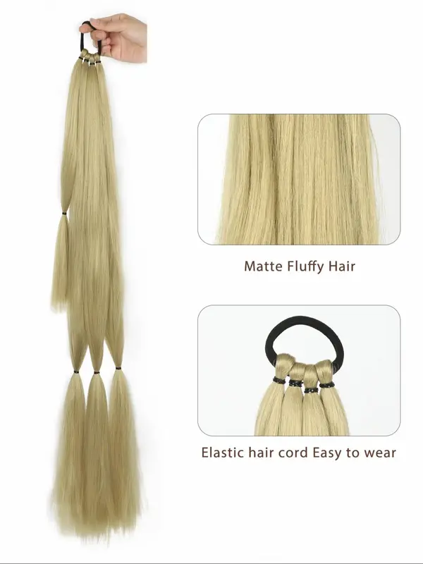 26/30/34 Inch Long Braided Ponytail Extension with Hair Tie, Straight Wrap Around Hair Extensions, Natural Soft Synthetic Hair Piece for Women Daily Wear, Synthetic Braiding Hair 5