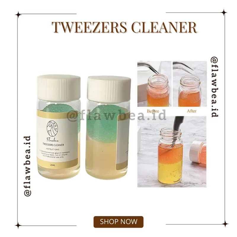 FLAWBEA.ID - Cairan Pembersih Pinset / Eyelash Tweezer Cleaner / Minyak Pembersih Sisa Lem Pinset Tanam Bulumata Eyelash Extension Busa / Pembersih Pinset 0