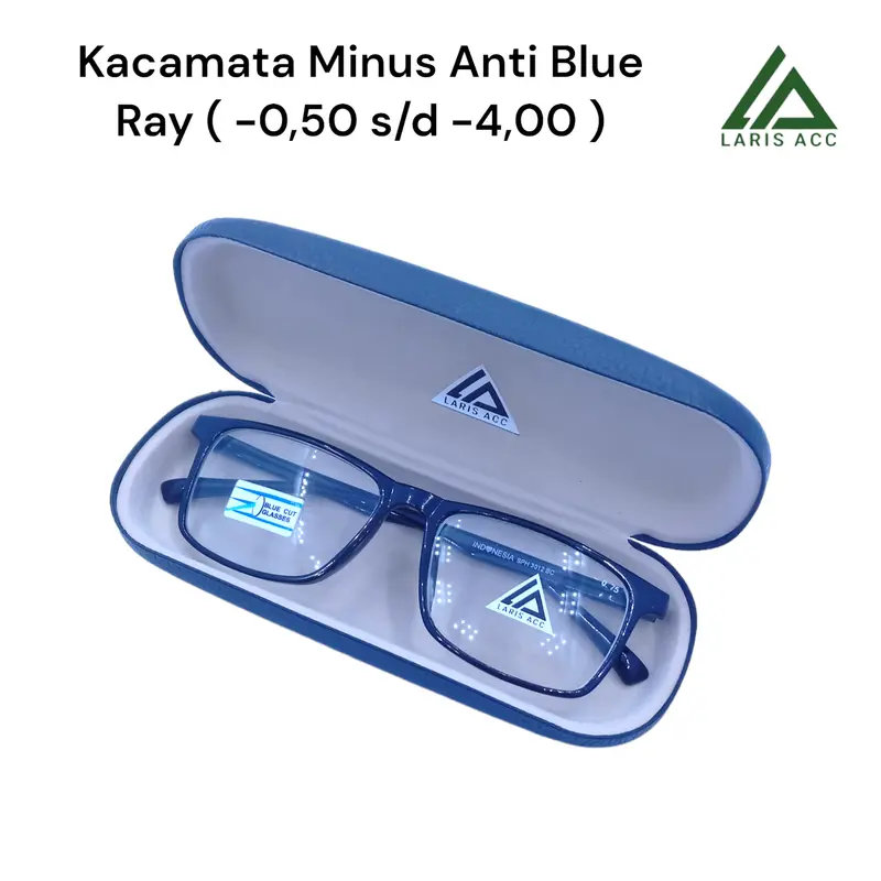 Laris Acc - Kacamata Minus Rabun Jauh Lensa Eyewear BlueRay Glasses Uniseks Frame Hitam Gratis Box 1