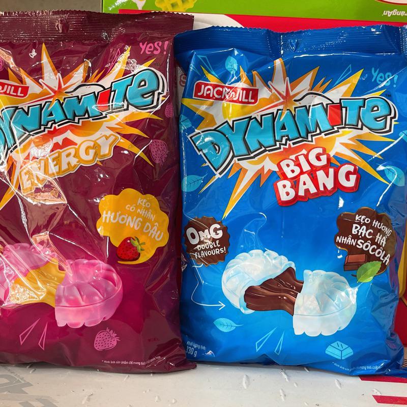 Kẹo Dynamite 2 Vị Nhân Socola và Hương Dâu Gói 330g Snack Ăn Vặt Candy Viên Kẹo