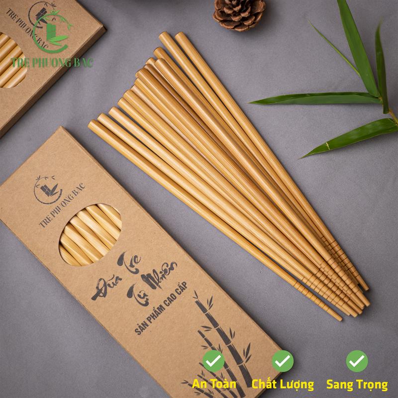 Hộp 10 đôi ĐŨA GỖ TRE ĐỐT TRÚC - TRE PHƯƠNG BẮC Tre tự nhiên 26cm hộp 10 đôi Dày thân thiện môi trường An toàn chất lượng cao Sang trọng
