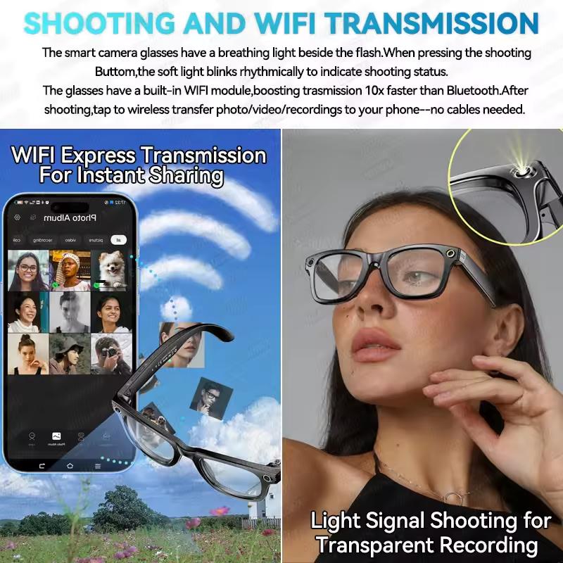 800W Pixels AI Smart Glasses with Camera Sunglasses Video Recorder Take a photo Translation HD Call Anti-blue Glasses Man Women - Image 3