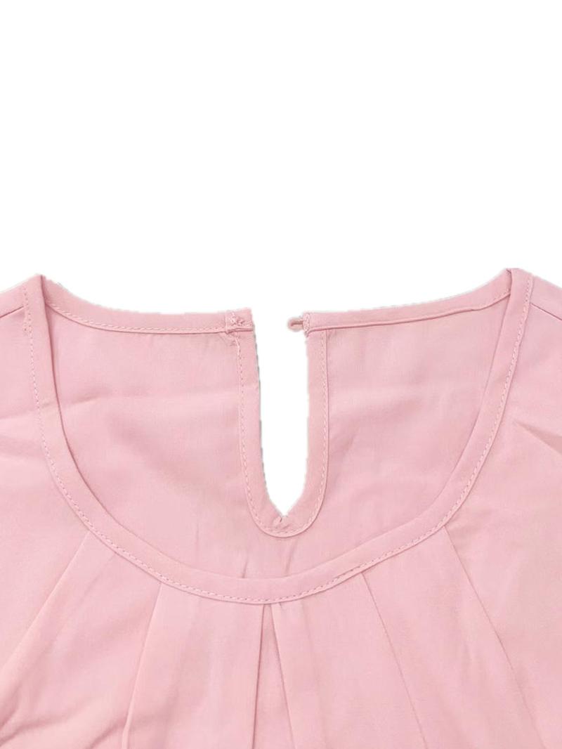 Product Introduction of Women's Plain Cut Out Plicated Tank Top, Casual Button  Sleeveless Top for Daily Wear, Ladies Clothes for All Seasons 6