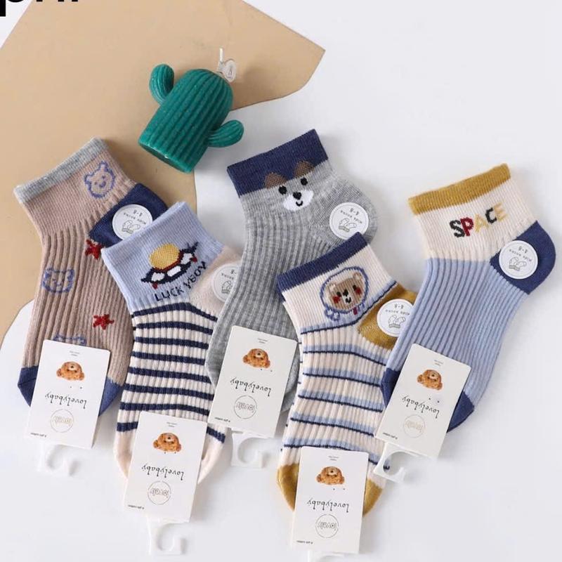 Bộ 5 hoặc 10 Tất Cổ Ngắn Cho Bé Trai 1-12 tuổi, Tất Bé Cực Đẹp (giao hình ngẫu nhiên) 6