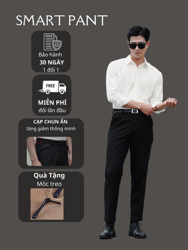 [QA2] Quần Âu Nam tăng cạp chun ẩn, vải Wool Ý dùng cho may đo cao cấp, dày dặn và mềm mại Menswear
