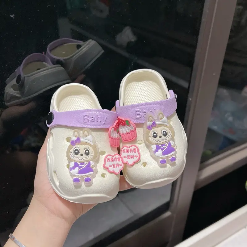 (Có đèn) Sục cross labubu hình bánh kem cho bé gái êm nhẹ thoáng mát có 3 màu size 18-29 4