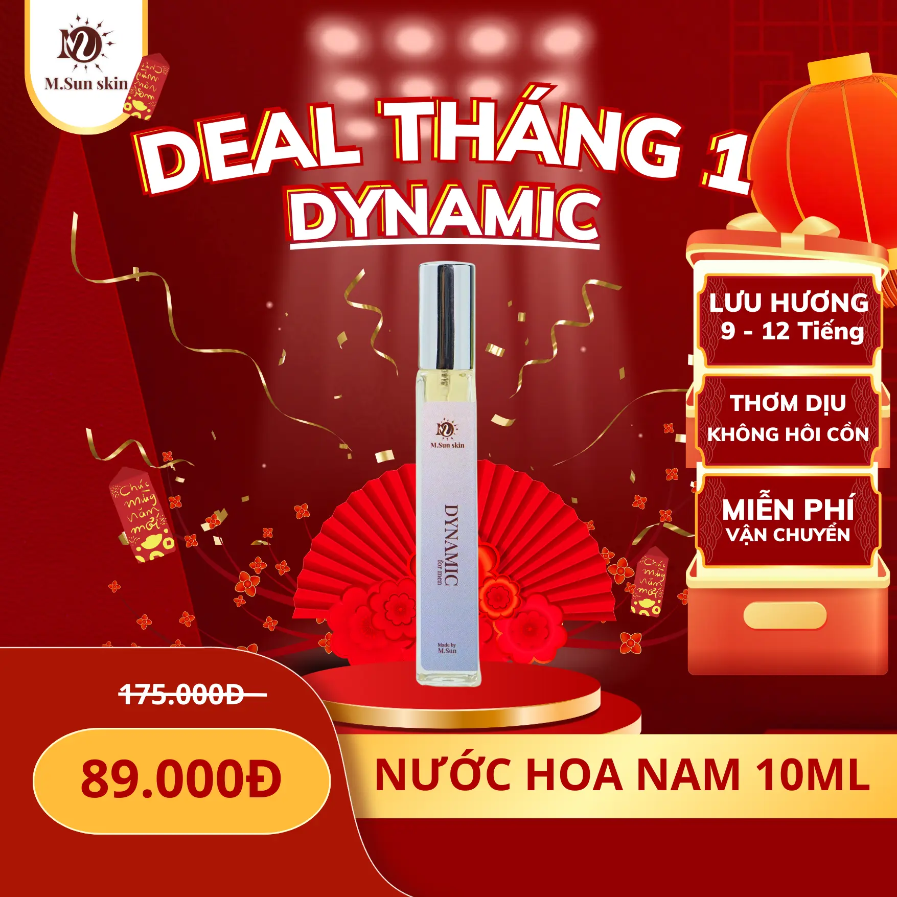 Nước hoa Nam - DYNAMIC (Đi chơi, ngoài trời, tập gym) - Lưu hương 9 - 12 Tiếng (Perfume Men)