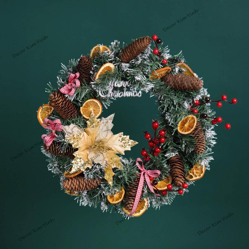 Vòng Hoa Trang Trí Noel BST02 Vòng Nguyệt Quế Giáng Sinh LIVE19