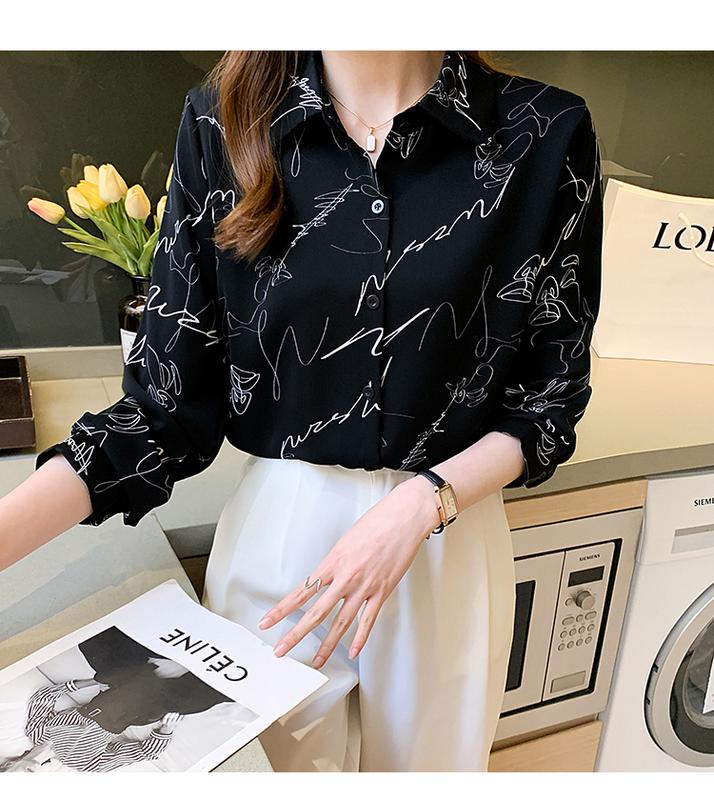 Product Introduction of Áo Nữ Thanh Lịch, Thời Trang Đầu Mùa Thu Mới, Dài Tay, Dáng Rộng, Phong Cách Hoang Dã, Áo Sơ Mi Cổ Điển Phong Cách Hồng Kông, Cổ Bẻ Áo 17