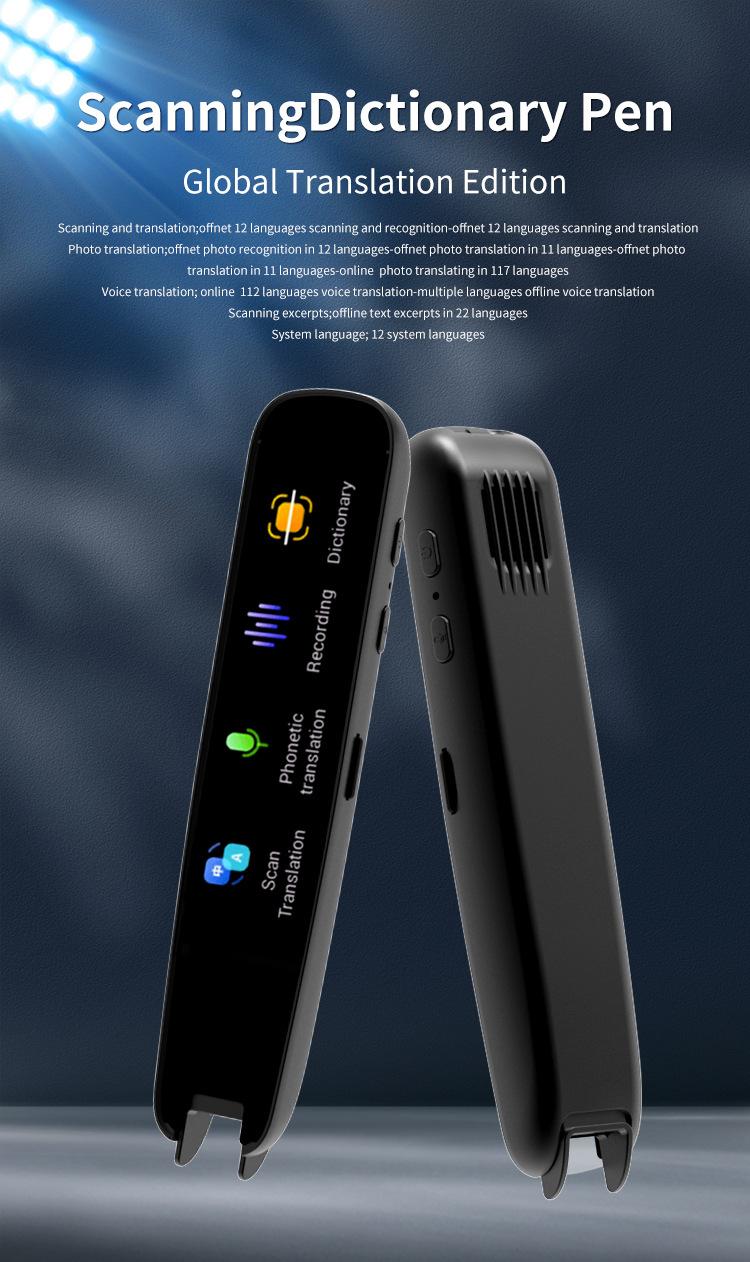 Product Introduction of A3X Multilingual Scan Translator Pen 12 Offline 112 Online Languages OCR EN/DE/FR/JA/KR/Cantonese 2.23 "Portable 3 Colors ABS Android/Li-ion Translation Pen 21