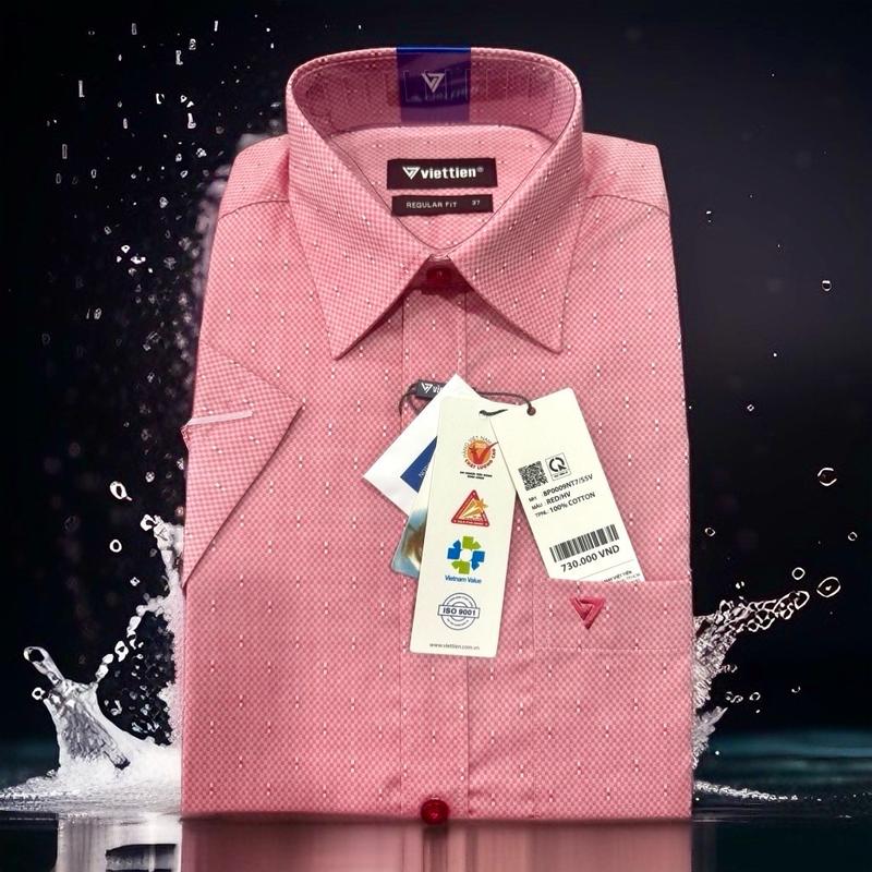 Áo sơ mi nam ngắn tay và dài tay họa tiết cao cấp fom regular fit - vạt bầu Viettien️- 0009- sominam  dep Menswear Tay Ngắn