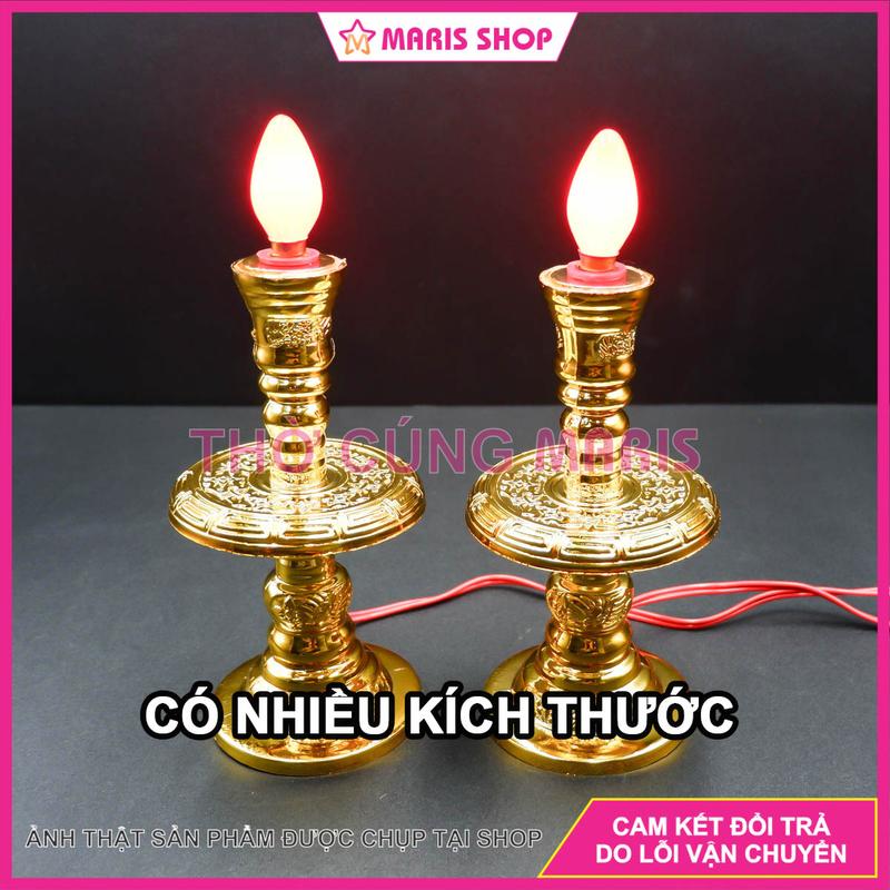 Đèn thờ lư đồng bằng NHỰA kèm bóng đèn quả nhót để bàn thờ Ông Bà Gia Tiên, Đèn Lư Cầy Thờ Cúng bộ  nạp Decor Decor Phòng