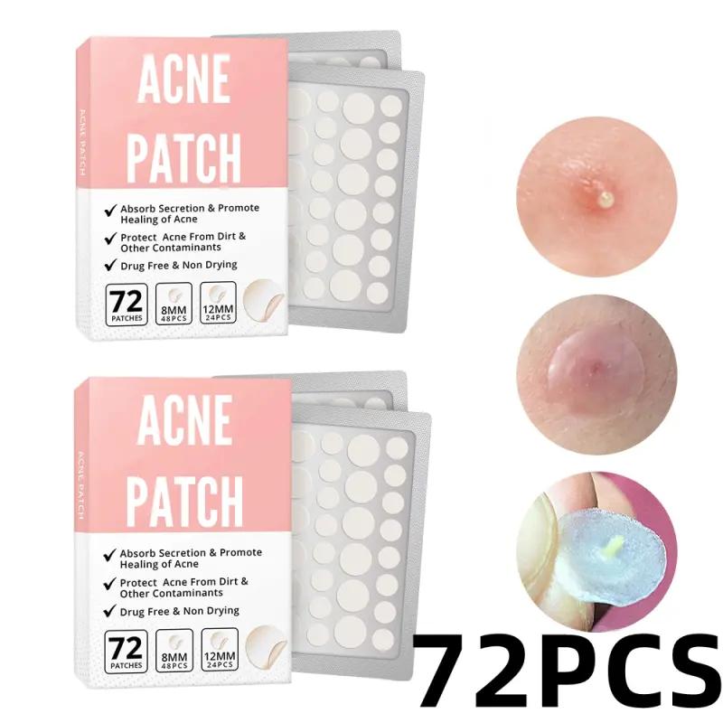 EFFECTIVE 72PCS Waterproof Acne Pimple Patches Hydrocolloid Stickers ...