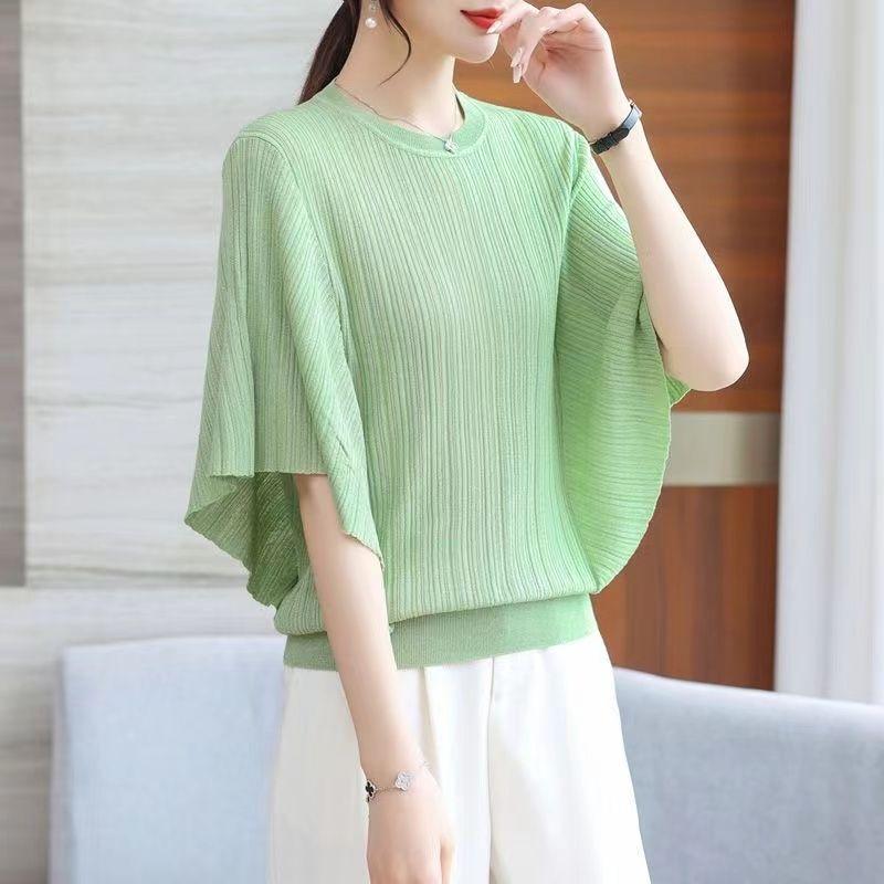 Product Introduction of Áo Phông Dáng Rộng Cho Nữ, Ngoại Cỡ, Áo Cánh Dơi, Làm Bằng Lụa Lạnh, ngắn Tay, Áo Thường Ngày Thích Hợp Cho Mùa Hè, Áo Cánh Mỏng, Quần Áo Nữ 22