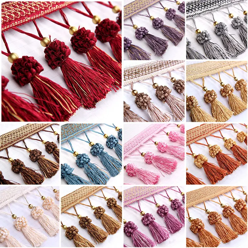 Crystal Beaded Curtain Fringe Trim – 1 Meter Lace Tassel For Sewing & Home Decor