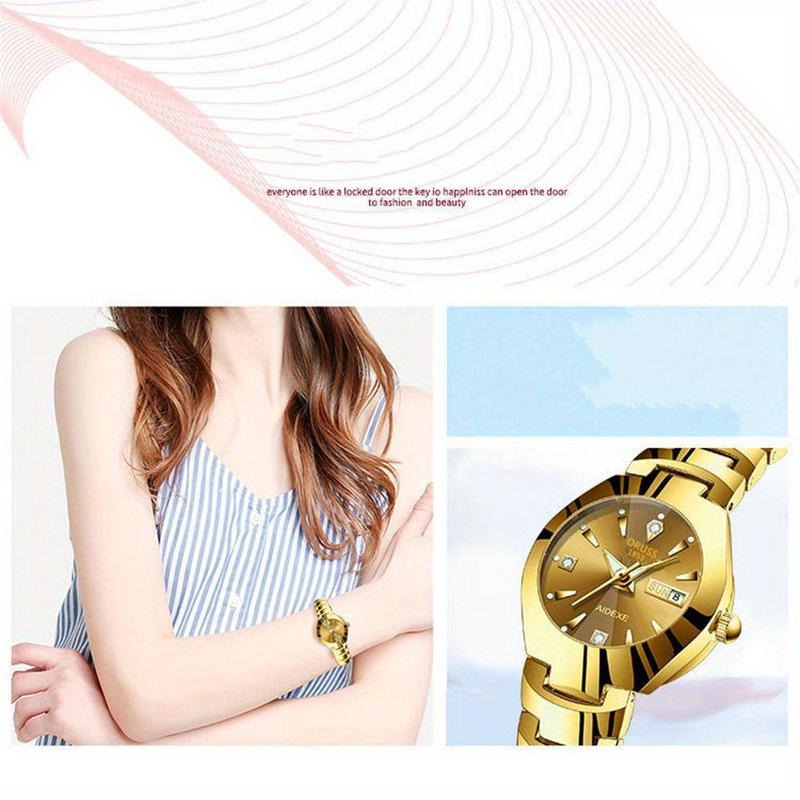 Product Introduction of Jam Tangan Kuarza Berlian Buatan, Mewah, Untuk Wanita, Fesyen Rom, Jam Tangan Kalendar Analog, Sesuai untuk Kehidupan Harian dan Perjalanan, dengan Fungsi Tarikh 1