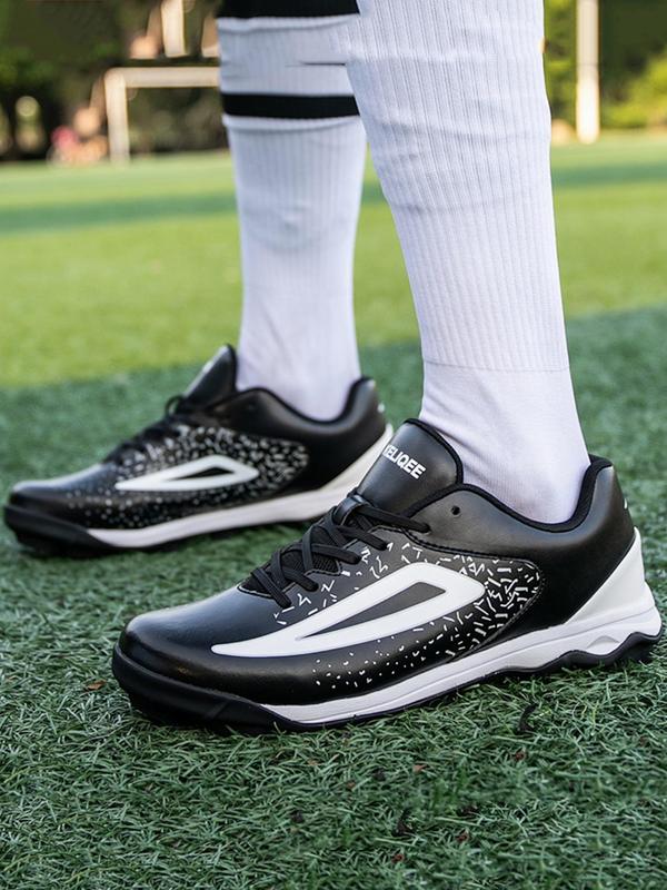 Men's Colorblock Lace Up Baseball Shoes, Casual Sporty Low Top Shoes for All Seasons, Breathable Comfortable Sports Shoes for Baseball 4