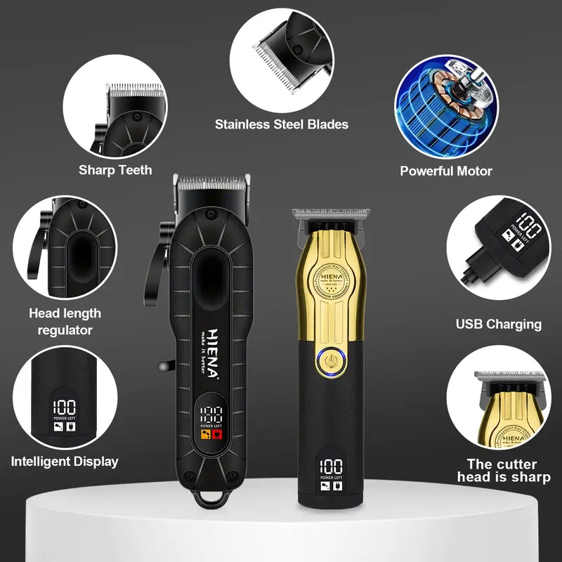 Professional Cordless Hair Clipper Set, 1 Box Men's USB Charging Hair Clipper and Trimmer Set, Beard Trimmer, Great Gift for Men 4