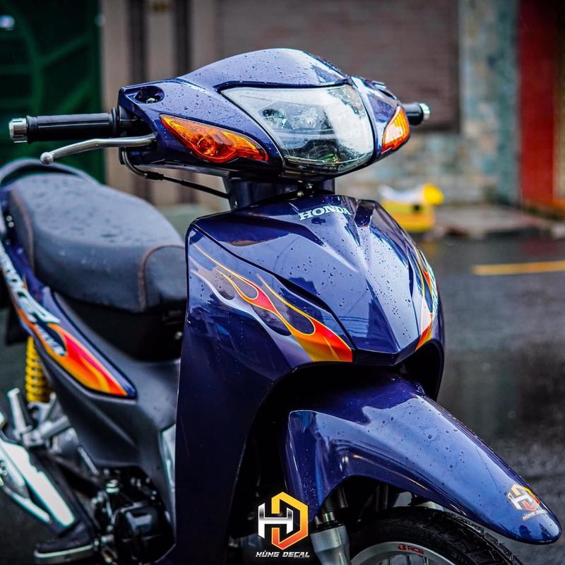 Tem rời wave 110 xanh đen lửa cực đẹp 2023