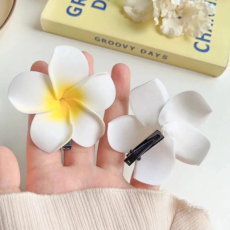 Product Introduction of Fashion Women Plumeria Flower Hair Clips Girls Aesthetic Hairpins Egg Flower Barrette Party Bag Hair Accessories 30