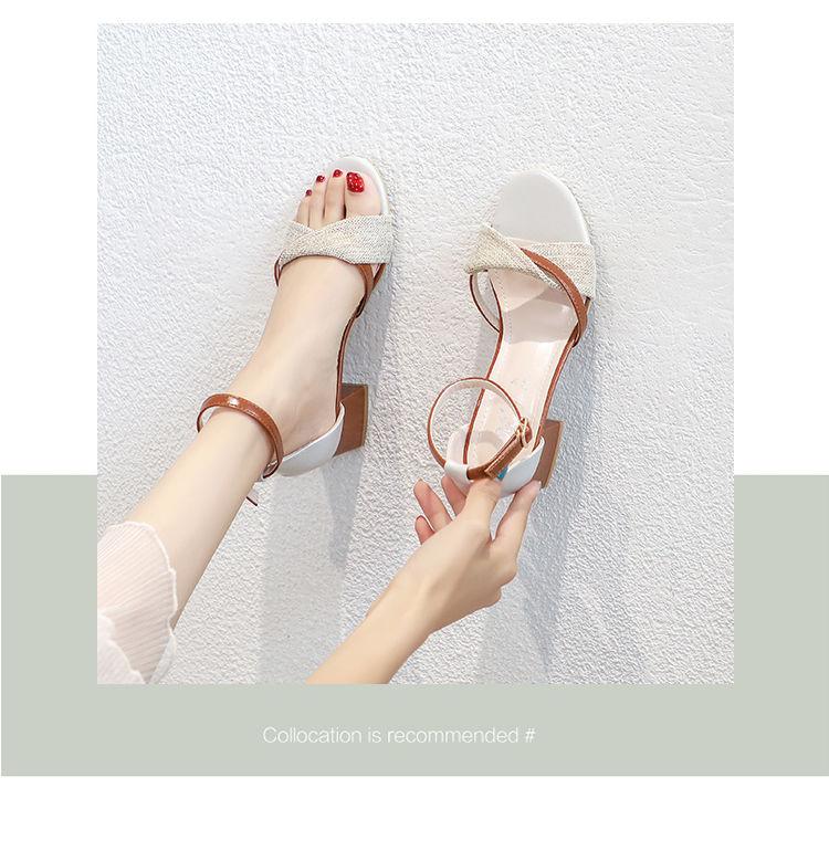 Product Introduction of รองเท้าแตะผู้หญิง ฤดูร้อน แฟชั่นใหม่ หนังนิ่ม ส้นหนา อเนกประสงค์ สไตล์ผู้หญิงนางฟ้าอ่อนโยน สายรัดข้อเท้า รองเท้าส้นสูง 19