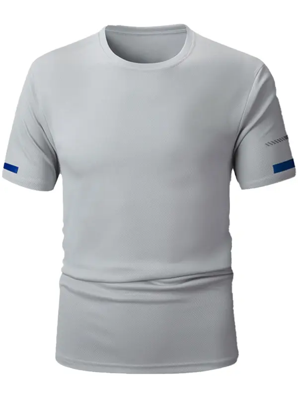 Men's Solid Quick Drying Short Sleeve Tee, Regular Fit Casual Breathable Round Neck T-shirt for Daily Wear, Men's Top for All Seasons 3