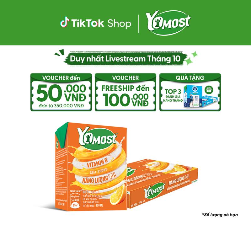 Thùng 48 Hộp Sữa Chua Lên Men Tự Nhiên Yomost Hương Cam 100ml (48x100ml)