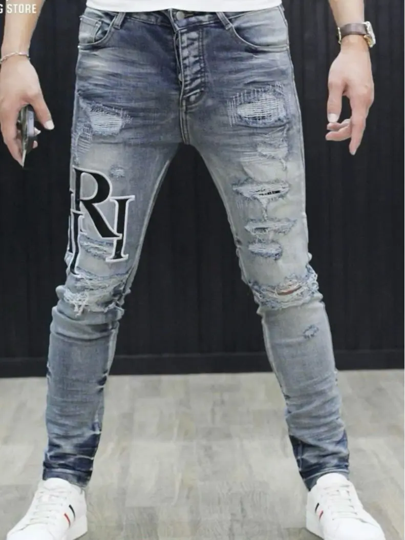Quần jean nam kiểu dáng thời trang vải bò cao cấp  có chữ siêu hot ts08
