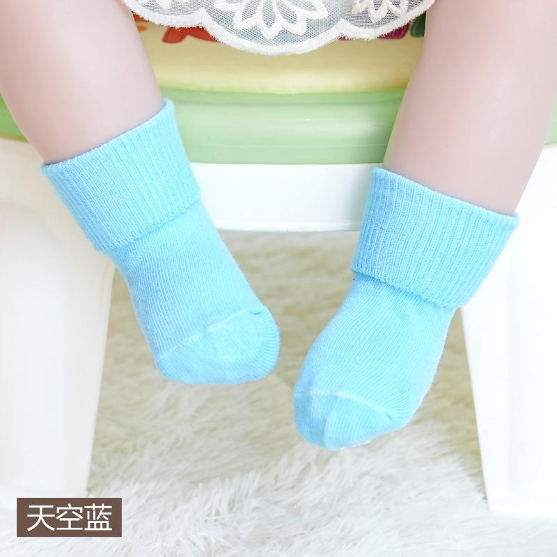 Tất Bông Cho Trẻ Sơ Sinh, Màu Trơn Chống Trượt, Có Cao Su, Tất Ấm 3