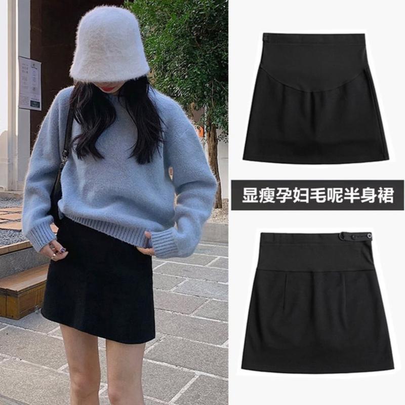 [Nhà Moom] Chân váy bầu chữ A dáng ngắn, chất liệu Umi Hàn co dãn+Thô Mềm kèm quần bảo hộ