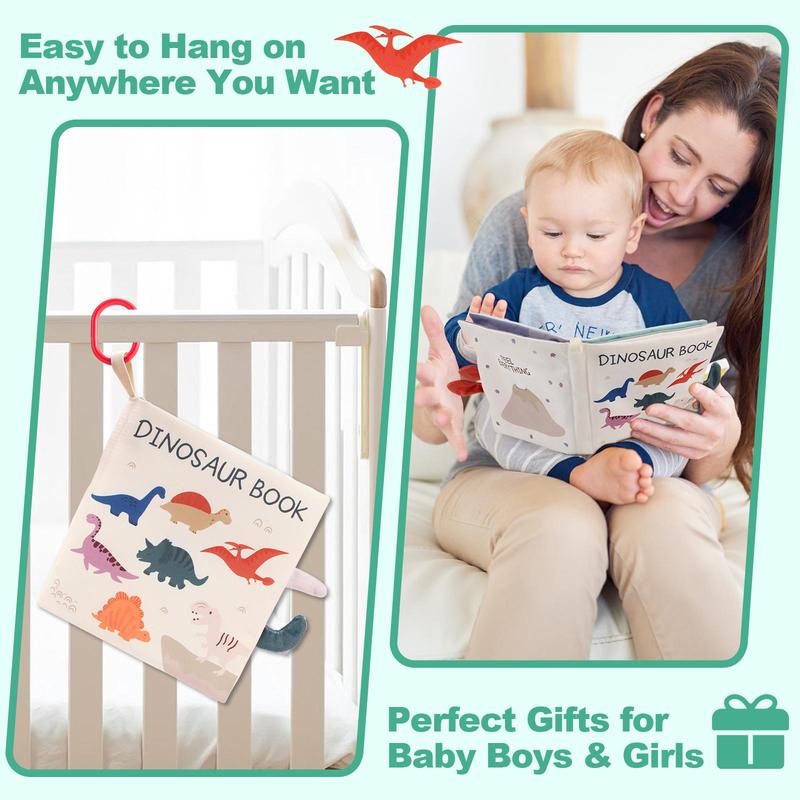 Product Introduction of Dinosaur Tail Cloth Book, 1 Count Early Education 3D Cloth Book, Early Learning Sensory Book, Educational Toy for Boys & Girls 6