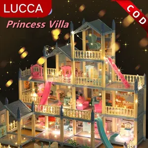Mainan Princess Villa Castle Besar 61cm Rumah Rumahan Anak Perempuan Lengkap Perabot Rumah Dengan Lampu Hadiah Led