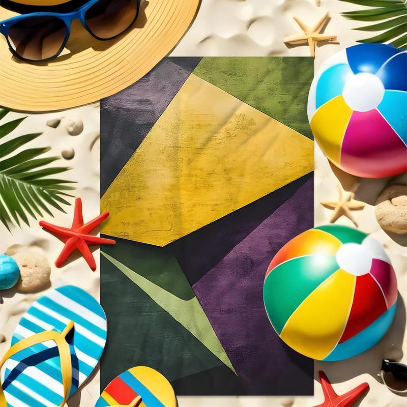 Abstract Geometric Pattern Beach Towel, 1 Count Lightweight Quick Drying Towel, Soft Absorbent Towel for Home, Outdoor Sports, Yoga, Travel, Camping, Picnic 3