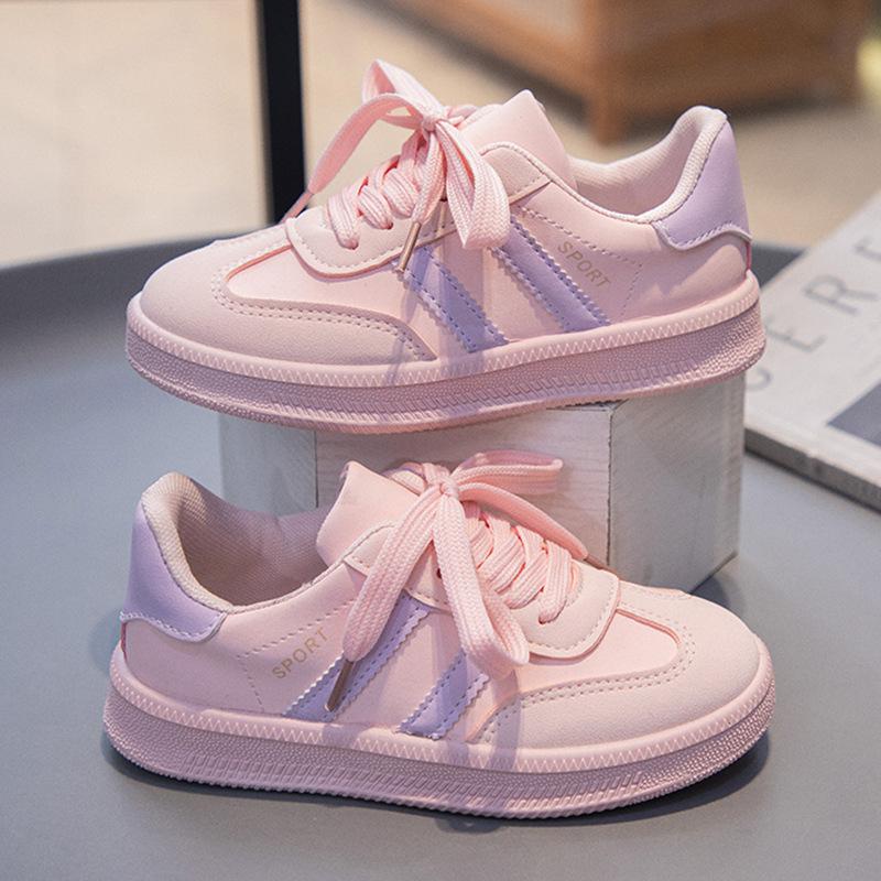 [3-11tuổi]  Giầy Thể Thao Bé Gái  Hồng Sọc  Đế Mềm Chống Trơn Trượt size 26-37 mẫu mới giày  toni kroos 11 pro trẻ em