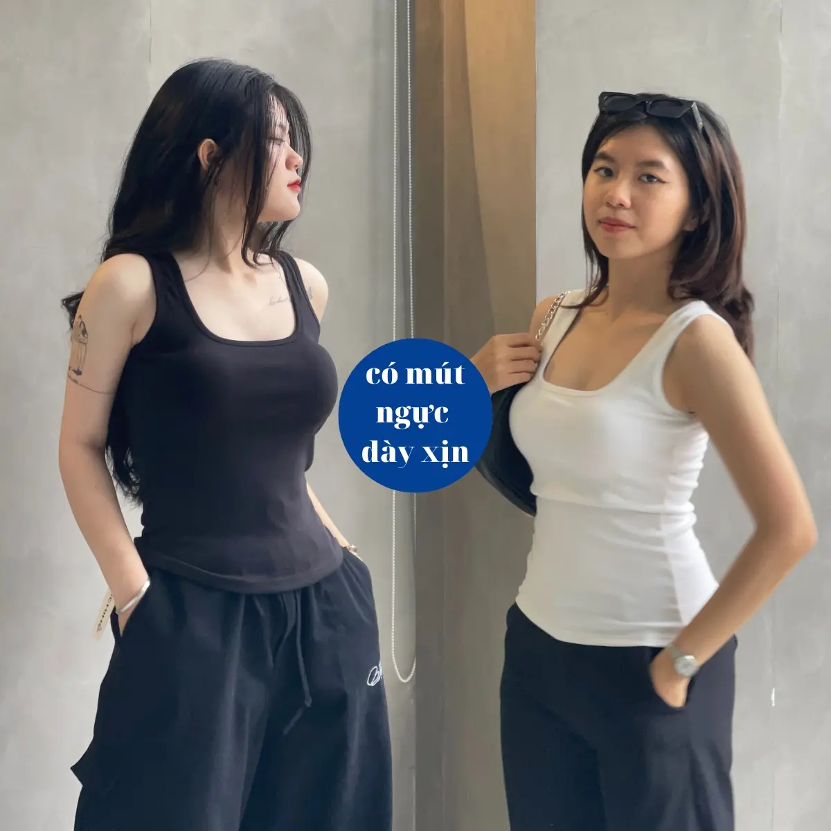 Áo thun hai dây có mút ngực bảng to dáng dài trơn áo ba lỗ cổ u sát nách basic form body gợi cảm sexy tôn dáng LCH