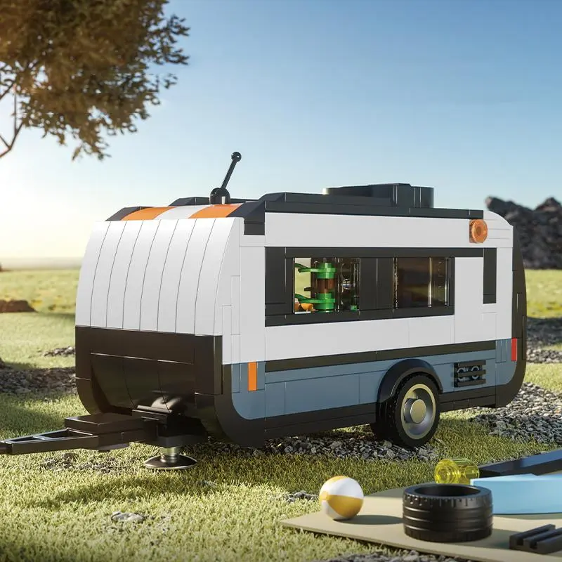 RV Trailer Building Blocks Set, 1 Box Travel Trailer Camping Vehicle Assembly Bricks Model Toys, Creative Ornament for Gifts 0