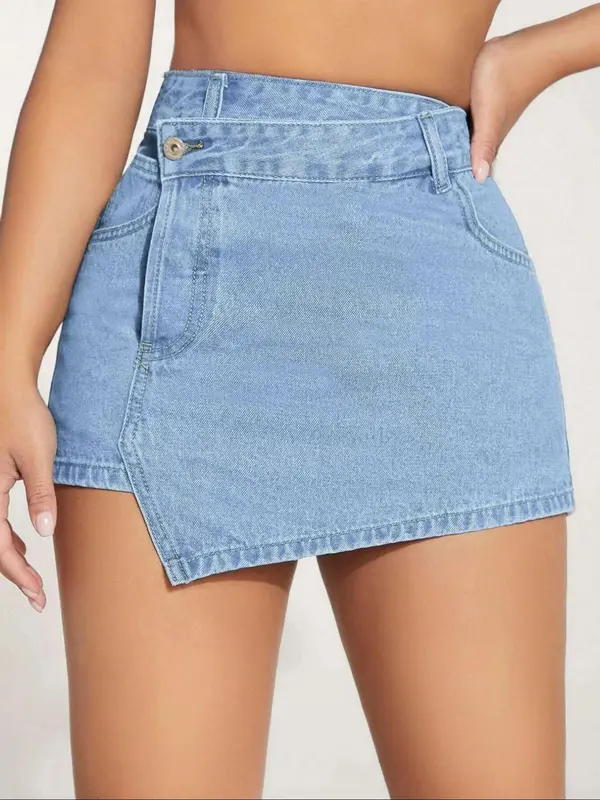 Women's Denim Skort, Casual Fashion Short Skort for Daily Outdoor Wear, Ladies Bottoms for Summer, Womenswear 0