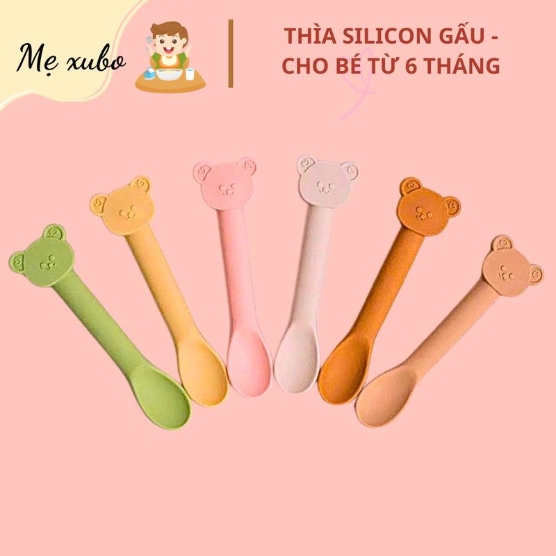 Thìa Silicon Mumbee Ăn Dặm Cho Bé 6-8 Tháng - Thìa Mềm An Toàn Và Tiện Lợi 0