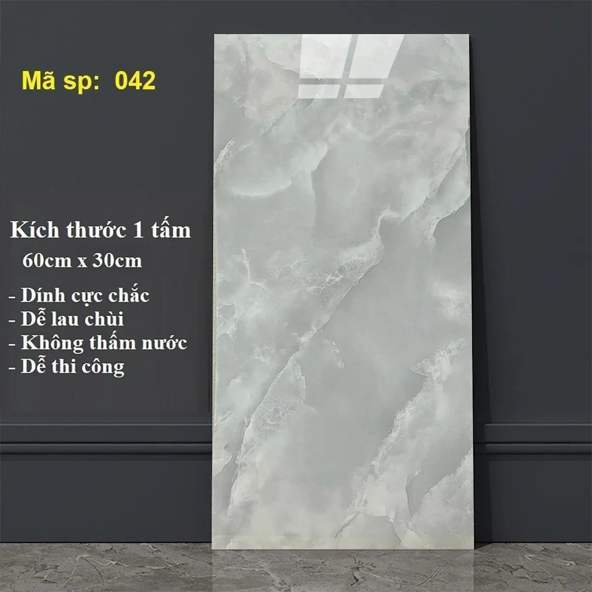 Combo 20 Tấm mới PVC 30x60cm Dán Tường Vân Đá Sang Trọng Keo Sẵn