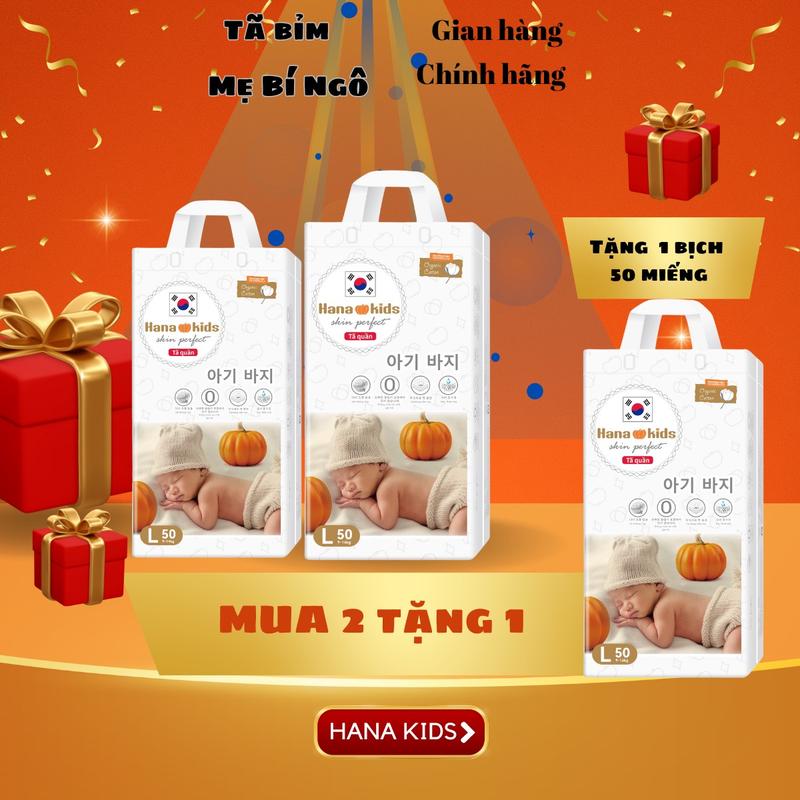 mua 2 tặng 1 Bỉm Hanakids miijuku bỉm quần Cho Bé Từ 4-8kg Thoáng Khí Thoát Ẩm Tốt Công Nghệ Hạt Gel Siêu Thấm Hút Mới Nhất Chống Thấm Ngược Rãnh Chống Tràn Kép - Voi Cho Bé Nữ Women ta 100 miếng