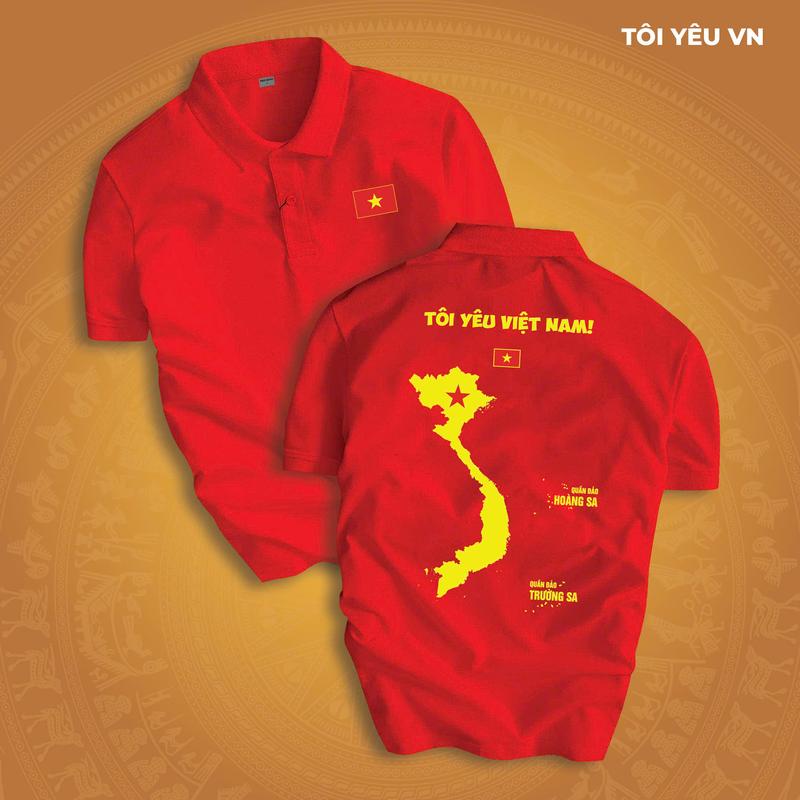 Áo Polo Tôi yêu Việt Nam full size gia đình ý nghĩa, chất vải cá sấu co giãn 4 chiều cao cấp, đủ size cho trẻ em Shirt Ngắn Tay Có Cổ Top Quần