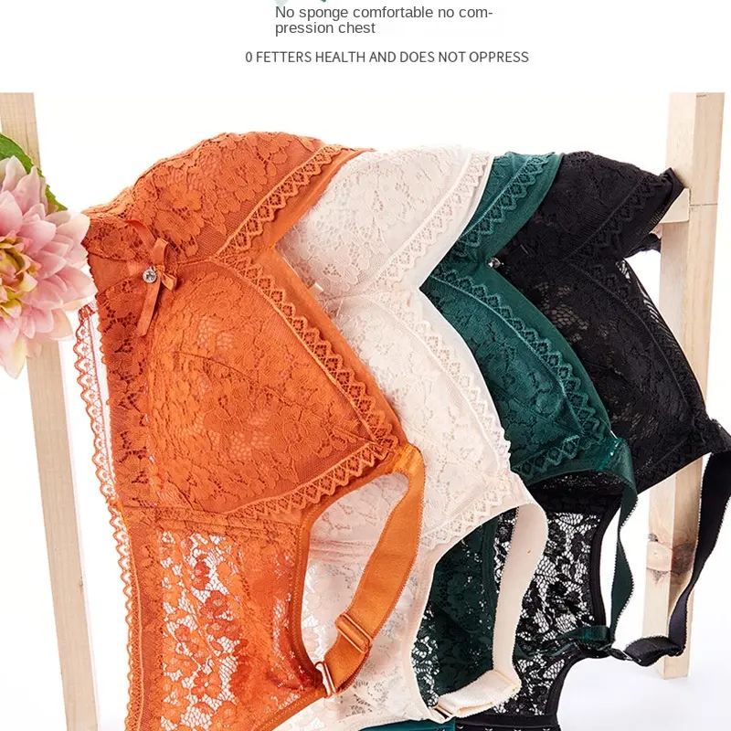 plus Size Women's Underwear Thin Big Breast Small Summer Full Cup Fat mm 100.00kg Push up Bras Accessory Breast Push up Bra br a