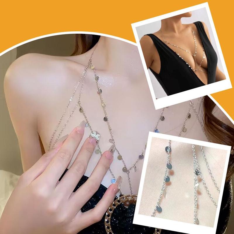 Dây Chuyền Ngực, Dành Cho Nữ, Kim Loại Sáng Bóng, Quyến Rũ Mỏng, Phụ Kiện Thời Trang, Gợi Cảm, T7K5 7