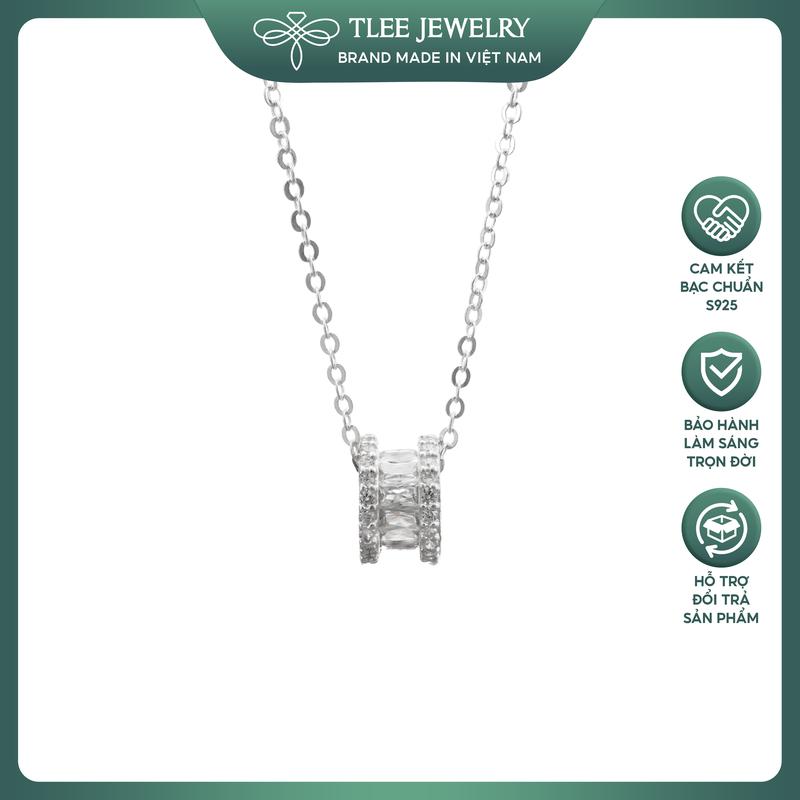  Dây chuyền bạc nữ TLEE mặt hộp nạm đá mẫu HOT TLEE JEWELRY  dây xích  D0139 