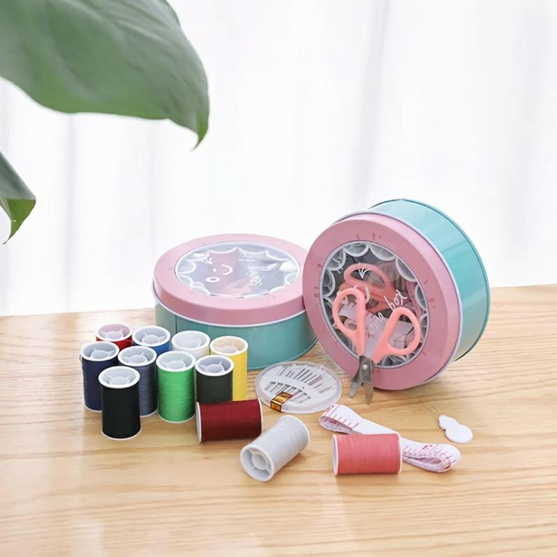 Product Introduction of COD Set Benang Alat Jahit Kotak Besi Bulat dilengkapi Dengan 12 Warna  Pilihan Set Jarum Gunting Perlengkapan 1